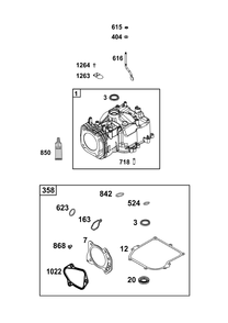 Cylinder Group Diagram and Parts List for 093J02-0166-F1 020000 - 09Z999 Briggs and Stratton Engine